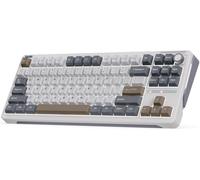 iLovBee B87 Wireless Mechanical Keyboard 75%, Gasket RGB Gaming Keyboard QMK/Via Bluetooth/2.4G/USB-C Volume Knob US Layout PBT Keys, Aster Linear Hot Swap, Taupe Gray