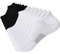 ILovDaisy Ankle Trainer Socks for Men Women, Black White Cushioned Running Sports Socks Mens Cotton Athletic Socks Anti-Blister Low Cut Breathable Walking Socks 6 Pairs 3-5