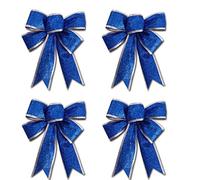 ILOVEDIY Pack of 4 Glitter Christmas Bow Large Christmas Tree Ornaments reyhty (Blue)