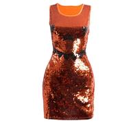 Ilovefancydress Ladies Sequin Pumpkin Dress Halloween Sexy Outfit Fashion Sparkle With Sequin Spooky Face (Uk 10-12)
