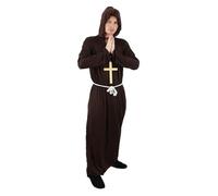 ILOVEFANCYDRESS SMALL BROWN MONK COSTUME WITH LARGE CROSS & ROPE BELT (SMALL: 38"-40" CHEST)