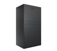 iLoveParcels Manhattan Large Parcel Drop Box with Front or Rear Access, Secure Anti Theft Lockable Parcel Box for Home Deliveries, Weatherproof Galvanised Steel - Black (RAL 9005)