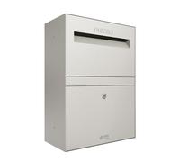 iLoveParcels Rome Premium Medium Parcel Letter Drop Box, Waterproof Safe & Secure Delivery parcel box outdoor, Storage Mail Delivery Box, Post & Letterbox With Key Lock Mounted To Wall Pebble RAL 3032