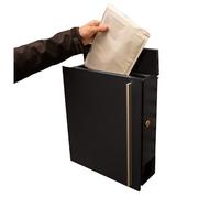 iLoveParcels Waterproof Lockable Letterbox with Newspaper Holder - Wall-Mountable Outdoor Mail & Letter Box in Black, Galvanised Steel for Wall, Door, or Fence Storage (37x13x43.5cm)