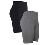 iLoveSIA 2Pack Gym Shorts for Women High-Waist Compression, No-Roll Waistband, Breathable & Comfortable for Cycling, Running, Workouts & Casual Wear Black+Grey Size L