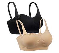 iLoveSIA 2Pack Women's Maternity Nursing Bra Beige+Black S Fit 30CD 32BC 34AB