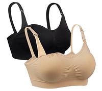 iLoveSIA 2Pack Women's Maternity Nursing Bra Beige+Black XL Fit 36CD 38BC 40AB