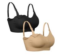 iloveSIA 4Pack Nursing Bra for Breastfeeding Maternity Bra for Pregnancy Seamless Wireless Fit Bra Regular & Plus Size M-4XL, Black+nude, M