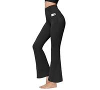 iLoveSIA Women Leggings High-Waist - Wide Leg Flare Yoga Pants with Compression, Pockets, Soft Stretch Fabric for Yoga, Gym, Sports & Casual Black S Size