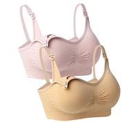 iLoveSIA Womens Maternity Nursing Bra 2Pack Beige+Pink XL Fit 36CD 38BC 40AB