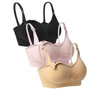 iLoveSIA Womens Maternity Nursing Bra 3Pack Beige+Black+Pink L Fit 34CD 36BC 38AB