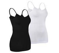 iLoveSIA Women's Plain Vest Top multicolour 2PACK(Black+White) UK 10