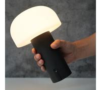 ILOVINIT Outdoor Mushroom Table Lamp Rechargeable, Cordless Lamps for Patio Waterproof, Portable Battery Operated Lamp with USB Charging, Touch Dimming Night Light for Home/Porch/Restaurant (Black)