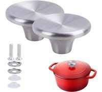 ILOVYO Dutch Oven Knob Stainless Steel Replacement Handle for Le Creuset,Aldi,Lodge and Other Enameled Cast-Iron Dutch Oven Pot Lid Knob Replacement(Silver,2 Set)