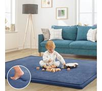 ILPEOD Baby Play Mat for Floor Nursery Rug Muscle Mat Area Rug Playroom Rug 59"x79" Playpen Mat Elastic Foam 1.3" Thick Crawling Mat for Babies,Toddlers, Infants, Kids,Sapphire Blue