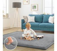 ILPEOD Baby Play Mat for Floor Tummy Time Mat Nursery Rug Muscle Mat Area Rug Playroom Rug Tatami Mat 6'7"x4'11" Memory Foam 1.3" Thick Crawling Mat for Babies,Toddlers, Infants, Kids,Floor Mat(Grey)