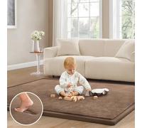ILPEOD Baby Play Mat for Floor Tummy Time Mat Nursery Rug Muscle Mat Area Rug Playroom Rug Tatami Mat 6'7"x5'11" Memory Foam 1.3" Thick Crawling Mat For Babies,Toddlers, Infants, Kids Floor Mat,Coffee