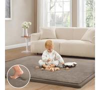 ILPEOD Baby Play Mat for Floor Tummy Time Mat Nursery Rug Muscle Mat Area Rug Playroom Rug Tatami Mat 6'7"x4'11" Memory Foam 1.3" Thick Crawling Mat For Babies,Toddlers, Infants, Kids,Floor Mat(Brown)