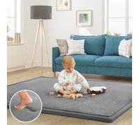 ILPEOD Baby Play Mat for Floor Tummy Time Mat Nursery Rug Muscle Mat Area Rug Playroom Rug Tatami Mat 6'7"x5'11" Memory Foam 1.3" Thick Crawling Mat for Babies,Toddlers, Infants, Kids,Floor Mat(Grey)