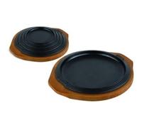 ILSA Cast Iron Serving Plate, Wooden Tray, Round, 16 cm