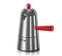 ILSA Pop Carmencita Aluminium Coffee Maker, Red Handle, 3 Cups, Silver (354157)