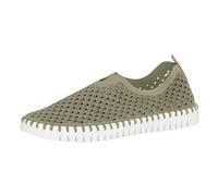 Ilse Jacobsen HornbÆK Flat Women's Shoes, Slip-On Trainers with Recycled Microfibre Material and Non-Slip Natural Rubber Sole, Tulip3275, Lightweight, Breathable, Environmentally Friendly, Army, 5 UK