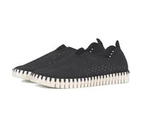 Ilse Jacobsen HornbÆK Flat Women's Shoes, Slip-On Trainers with Recycled Microfibre Material and Non-Slip Natural Rubber Sole, Tulip3275, Lightweight, Breathable, Environmentally Friendly, black, 5 UK