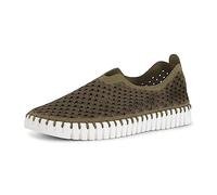 Ilse Jacobsen HornbÆK Flat Women's Shoes, Slip-On Trainers with Recycled Microfibre Material and Non-Slip Natural Rubber Sole, Tulip3275, Lightweight, Breathable, Environmentally Friendly, Army, 7 UK