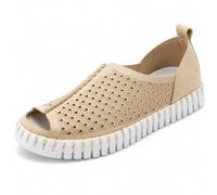 Ilse Jacobsen Women's Tulip 9377 Open-Toe Slip-On Flat | Lightweight Comfort Shoe | Breathable Laser-Cut Upper | Flexible Rubber Sole, Kit/White, 8 UK