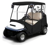 iLSKW Golf Cart Driving Enclosure 2 Passenger Only for Club Car Precedent 2004-Up, Tempo & Onward 2017-Up Cart with Roll Up Door Zipper Design, 4-Side Clear Windows 600D Heavy Duty Rain Cover, Black