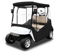 iLSKW Golf Cart Driving Enclosure 2 Passenger Only for EZGO TXT & RXV Cart with Roll Up Door Zipper Design, 4-Side Clear Windows 600D Heavy Duty Rain Cover, Black