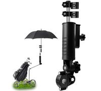 iLSKW Heavy Duty Golf Push Cart Umbrella Holder Extension Upgraded Strong Windproof Design Aluminium Alloy Base with 180 Degrees Adjustment Stroller Umbrella Holder for Wheelchair, Lawn Mower