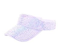 ILUFAM Bling Rhinestones Sports Sun Visor Hat Adjustable Summer Cap Golf Tennis Running Baseball Cap for Women Men (UK, Alpha, One Size, White)