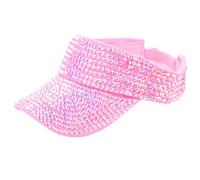 ILUFAM Bling Rhinestones Sports Sun Visor Hat Adjustable Summer Cap Golf Tennis Running Baseball Cap for Women Men (UK, Alpha, One Size, Pink)