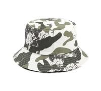 ILUFAM Camo Bucket Hat for Men Women Reversible Camouflage Cap Cotton Sun Hat Travel Hiking Camping Fisherman Hat (Army Green)