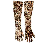 ILUFAM Long Leopard Gloves 21" - Fancy Dress Hen Party Velvet Elbow Length for Women - Cosplay Costume Halloween Festival Multicolor