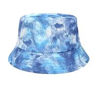 ILUFAM Tie-Dye Bucket Hat Reversible Beach Fisherman Hat Packable Summer Sun Hat Cap for Women Men (Blue)