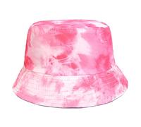 ILUFAM Tie-Dye Bucket Hat Reversible Beach Fisherman Hat Packable Summer Sun Hat Cap for Women Men (Pink)