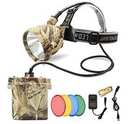 ILUKE Camo Coon Hunting Lights Headlamp for Coyotes Hog Predators, Rechargeable & Waterproof, 6 Lighting Modes, 4 Powerful LEDs (White Red Green Amber) Night Working
