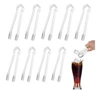 iLulala 10pcs Small Plastic Serving Tongs for Appetizers, Disposable Plastic Tongs, Clear Kitchen Small Serving Utensils for Serving for Party Food Buffet Appetizer Salad Catering Ice, 6.3 Inches.