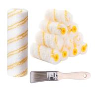 iLulala Paint Roller Kit, 20pcs 4 Inch 3/8" Nap Mini Microfiber Roller Covers for Painting with Paint Brush for Walls, Small House Painting Supplies for Walls, Ceilings, Trim & DIY Projects.