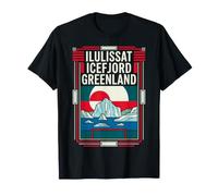Ilulissat Icefjord Greenland Flag Arctic Iceberg Vintage Art T-Shirt