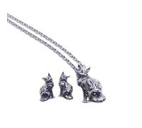 IlustrAriane| Jewelry Set | Full-body Cat Neckless + Matching Earrings | Sterling Silver | Hand Crafted & Small Batch | For Cat Lovers, Mom, Sister, Wife, Girlfriend
