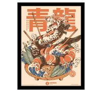 Ilustrata Dragon Sushi Framed Poster in Orange Ilustrata Orange