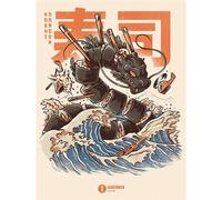 Ilustrata Sushi Dragon Canvas Print Pink/black/blue (40Cm X 30Cm)
