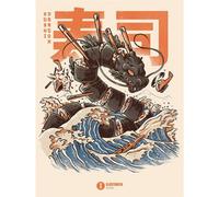 Ilustrata Sushi Dragon Canvas Print Pink/black/blue (40Cm X 30Cm)