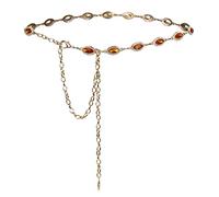 ILuvatar Green Glass Diamond Chain Belt - Metal Belt for Women's Dress - Western Style, Gold-orange, Medium