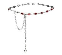 ILuvatar Green Glass Diamond Chain Belt - Metal Women's Western Style Dress Belt, Silver-Red1, Medium
