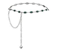 ILuvatar Green Glass Diamond Chain Belt, Women's Dress Metal Belt, Western Style, 118CM, Zinc Alloy