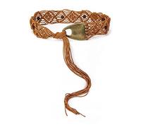 ILuvatar Women's Bohemian Style Rope Braid Waist Belt U33, Brown-07, Medium